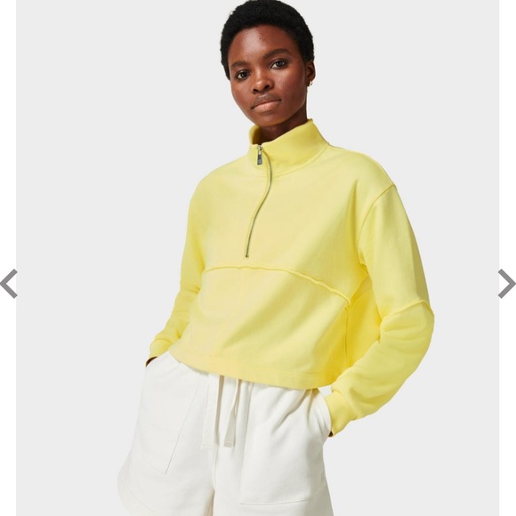 Sweaty Betty Tops - Sweaty Betty Revive Half Zip Sweatshirt Waterlily Yellow